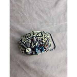 Men's Vintage Brass Branson Missouri Music Folk Art Belt Buckle